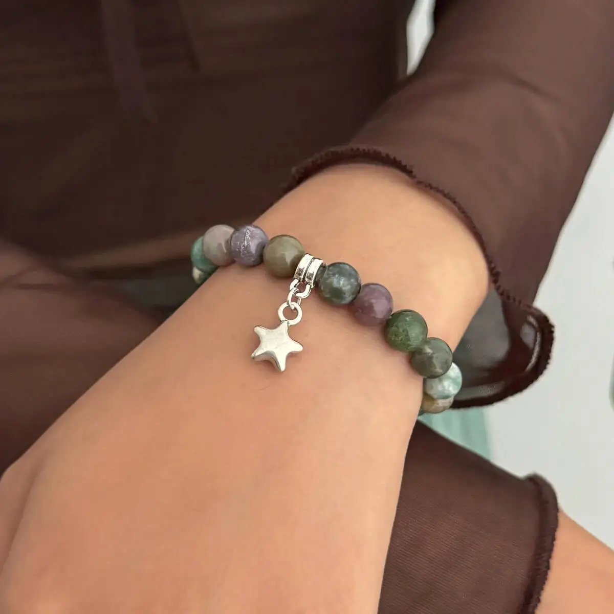 Lacteo Punk Ethnic Colored Stone Beaded Bracelet for Women Unique Exquisite Silver Color Star Pendant Bangles Charm Jewelry Gift 
Lacteo Punk Ethnic Colored Stone Beaded Bracelet for Women Unique Exquisite Silver Color Star Pendant Bangles Charm Jewelry Gift