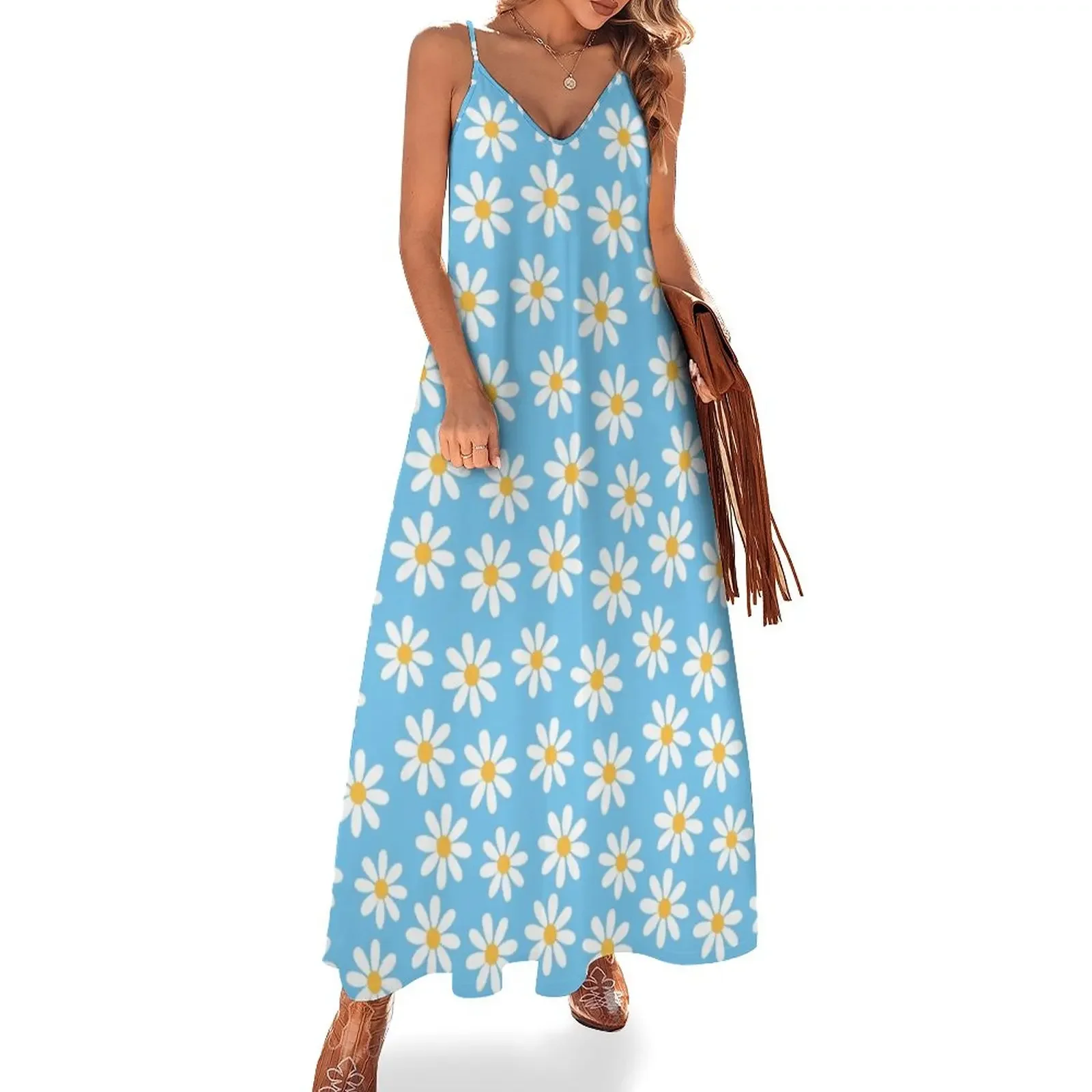 White Daisies on Blue Seamless Pattern Print Sleeveless Dress sexy dress long dress women summer summer women's 2025
White Daisies on Blue Seamless Pattern Print Sleeveless Dress sexy dress long dress women summer summer women's 2025