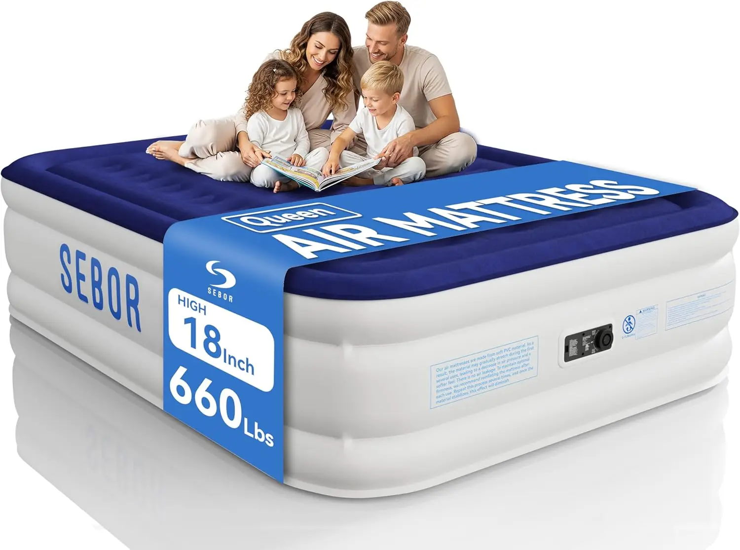 Queen Air Mattress with Built-in Pump, Self-Inflating for Guests, Camping, Travel - Durable & Comfortable
Queen Air Mattress with Built-in Pump, Self-Inflating for Guests, Camping, Travel - Durable & Comfortable