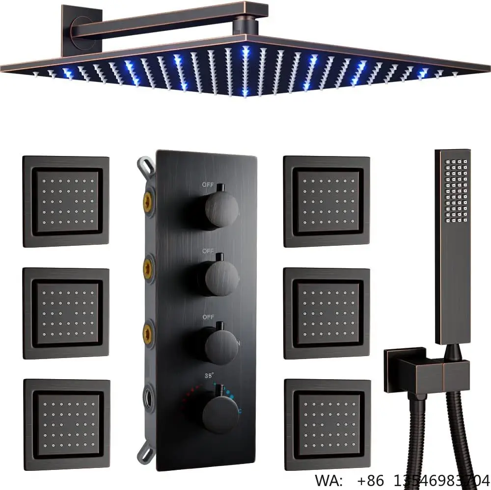 Wall Mount Multi Shower Head System Oil Rubbed Bronze Bathroom Shower Body Spray System LED 12 Inch Rainfall Shower Head
Wall Mount Multi Shower Head System Oil Rubbed Bronze Bathroom Shower Body Spray System LED 12 Inch Rainfall Shower Head