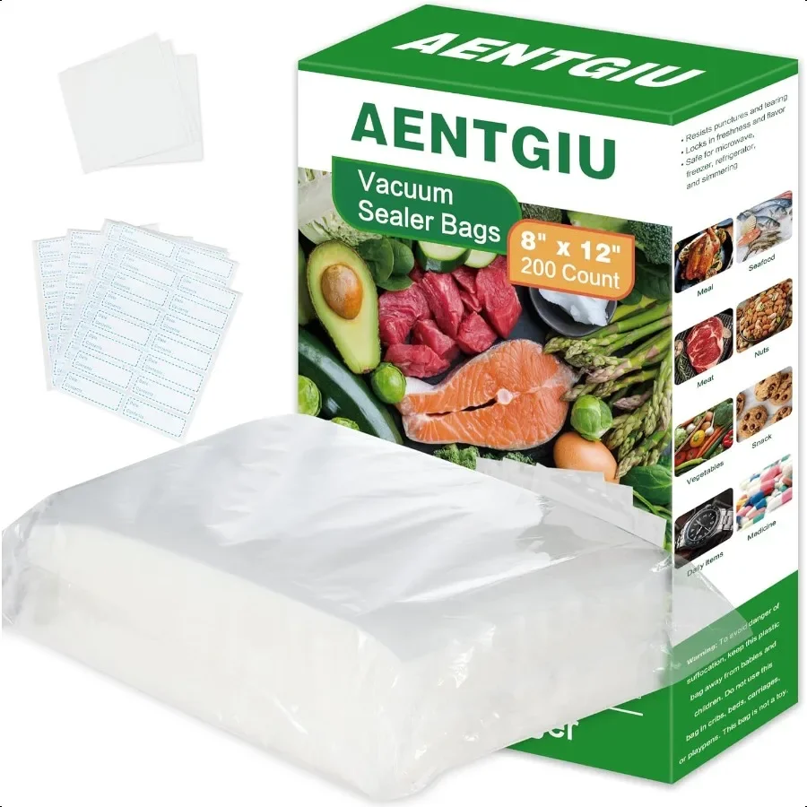 200 Vacuum Sealer Bags For Food 8x12 Inch Thick BPA Free Vacuum Sealer Storage Bags Compatible with All Vac hines Food Saver Se
200 Vacuum Sealer Bags For Food 8x12 Inch Thick BPA Free Vacuum Sealer Storage Bags Compatible with All Vac hines Food Saver Se