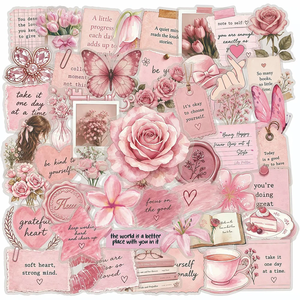 10/30/50pcs Transparent Watercolor Pink Inspirational Phrases Stickers Aesthetic Cute Flowers Decal Luggage Guitar Sticker Decor
10/30/50pcs Transparent Watercolor Pink Inspirational Phrases Stickers Aesthetic Cute Flowers Decal Luggage Guitar Sticker Decor