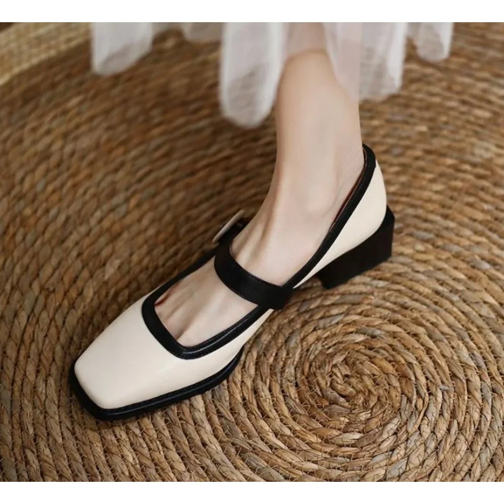 New Women's Mary Jane Shoes Ladies Patchwork Pumps Square Toe Dress Shoes Mid Heels Elegant Ladies Shoes Round Buckle Designer
New Women's Mary Jane Shoes Ladies Patchwork Pumps Square Toe Dress Shoes Mid Heels Elegant Ladies Shoes Round Buckle Designer