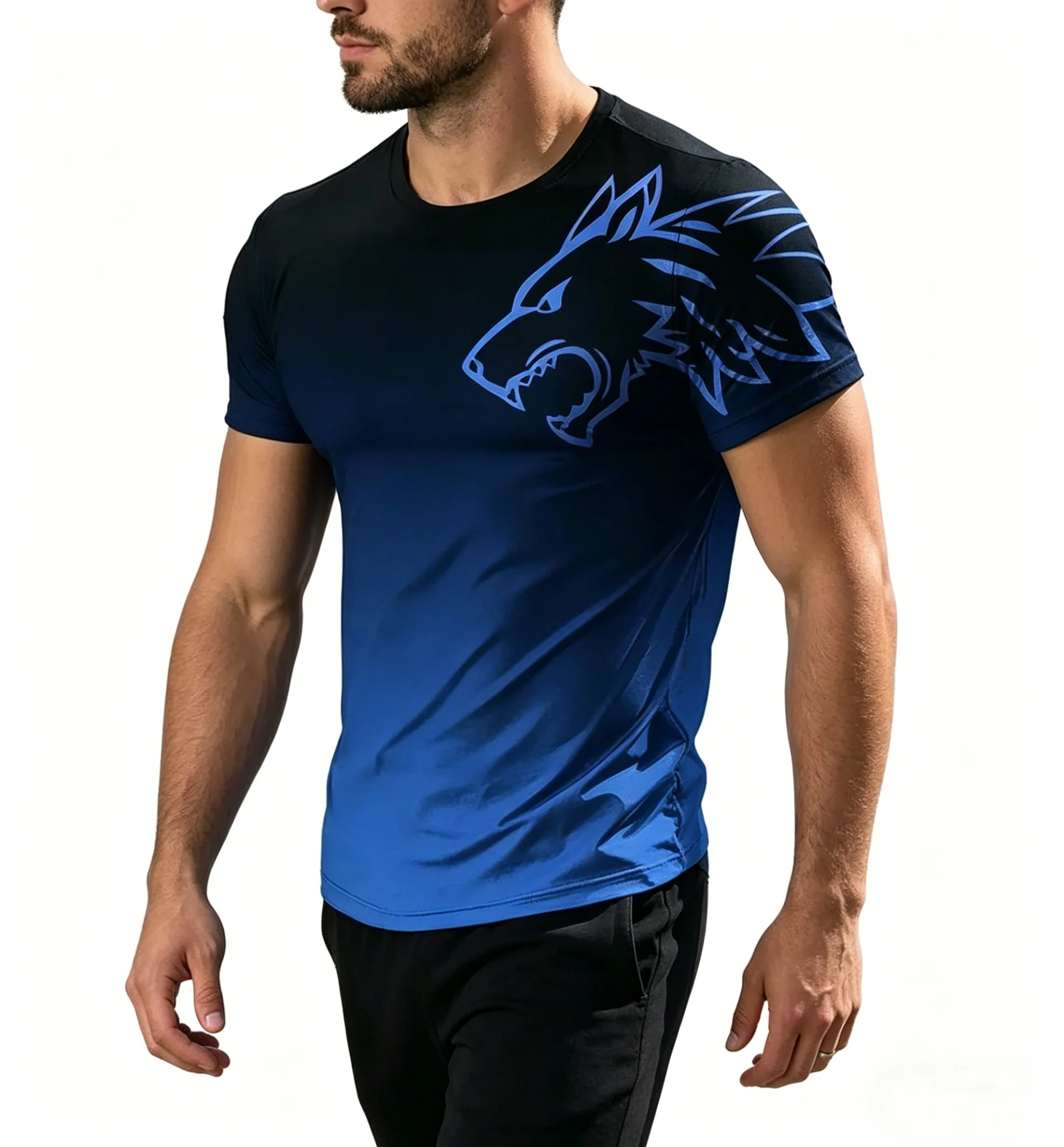 Men's Gradient Wolf Head Graphic T-Shirt Casual Short Sleeve Crew Neck Tee Fashion Streetwear Athletic Workout Tops for Summer
Men's Gradient Wolf Head Graphic T-Shirt Casual Short Sleeve Crew Neck Tee Fashion Streetwear Athletic Workout Tops for Summer