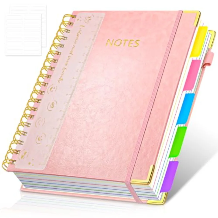 Hardcover Spiral Notebook Journal, 8"x10" Large B5 Notebooks with Removable Dividers Tabs, 300 Pages Leather 5 Subject Notebook
Hardcover Spiral Notebook Journal, 8"x10" Large B5 Notebooks with Removable Dividers Tabs, 300 Pages Leather 5 Subject Notebook