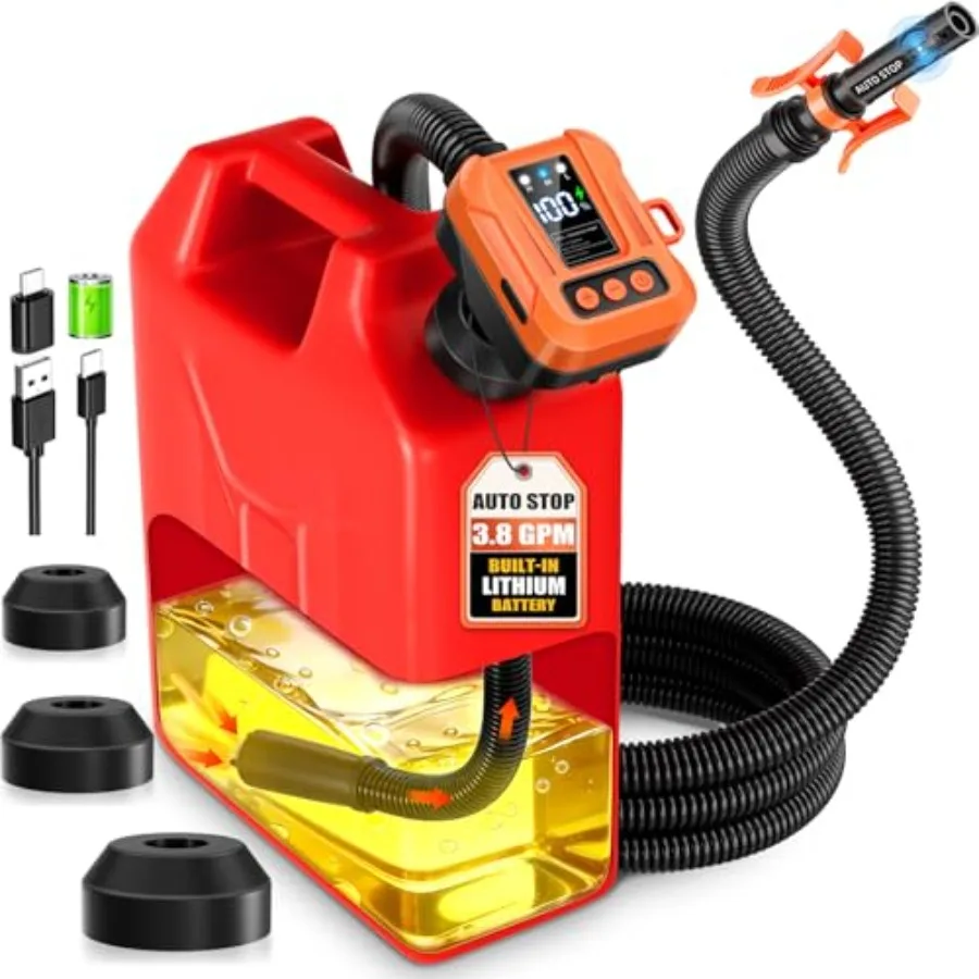 Cordless Fuel Transfer Pump, 3.8 GPM Automatic Gas Can Pump, Electric Fuel Pump with Built in 6000mAh Rechargeable Battery, HD
Cordless Fuel Transfer Pump, 3.8 GPM Automatic Gas Can Pump, Electric Fuel Pump with Built in 6000mAh Rechargeable Battery, HD