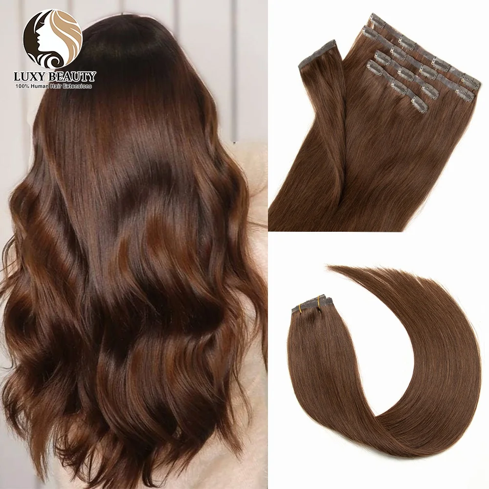 Straight Brown Seamless PU Clip In Human Hair Extensions Black Brown Blonde Invisible Clip in Human Hair Skin Weft 6pieces/Set
Straight Brown Seamless PU Clip In Human Hair Extensions Black Brown Blonde Invisible Clip in Human Hair Skin Weft 6pieces/Set