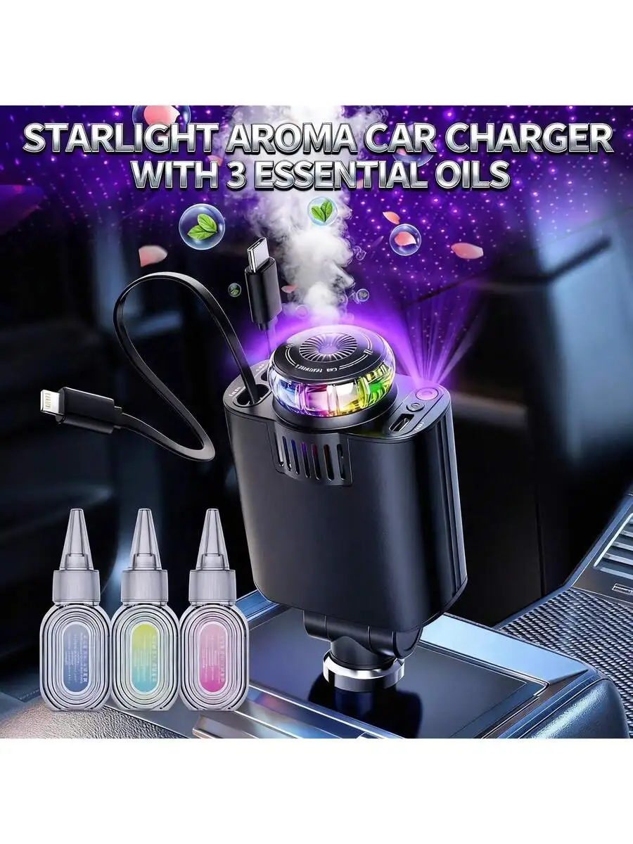 Starlight Aroma Car Charger With 3 Essential Oils Dual USB Fast Charging Air Freshener Night Light
Starlight Aroma Car Charger With 3 Essential Oils Dual USB Fast Charging Air Freshener Night Light