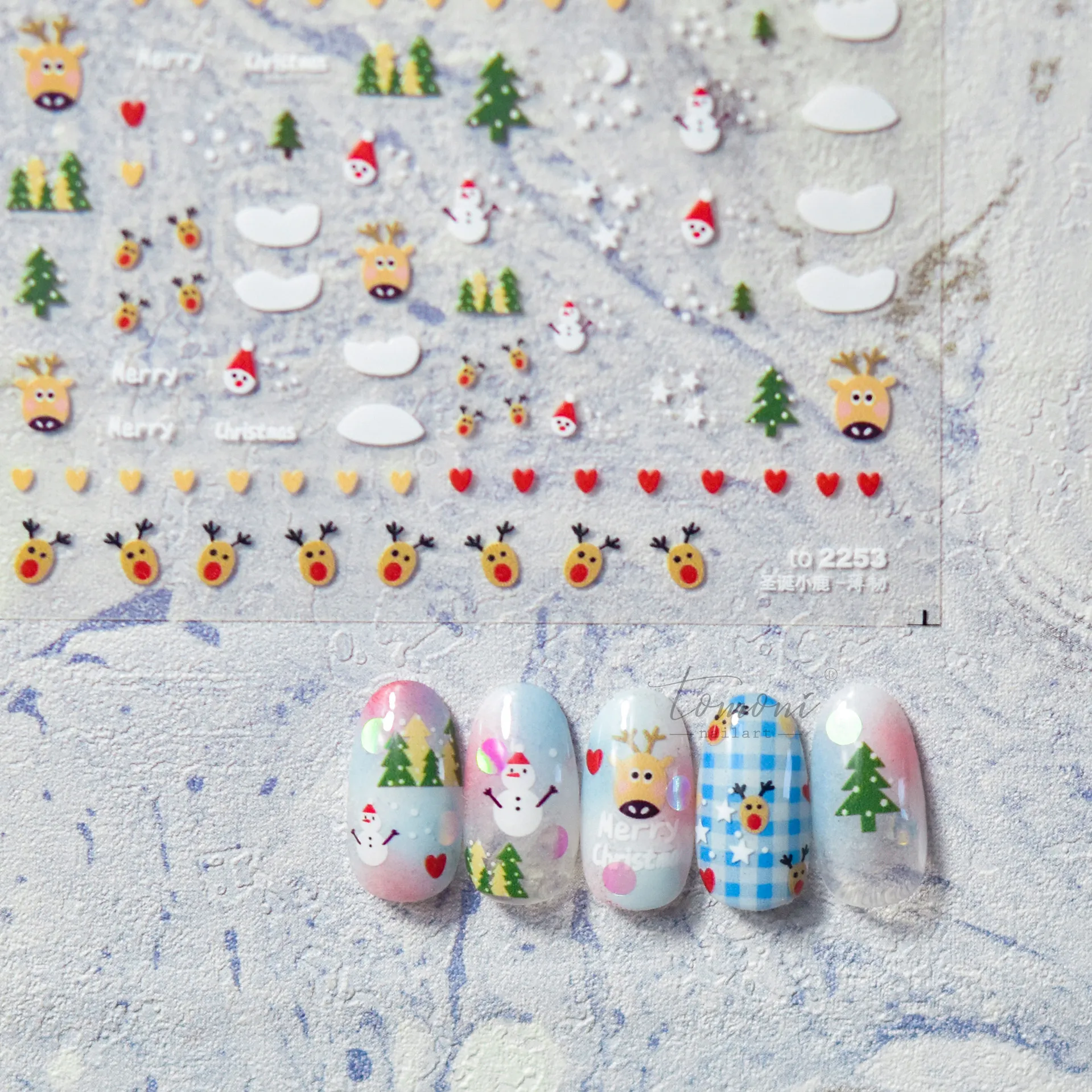 1 piece of 5D thin and tough nail art stickers simple and cute nail stickers Christmas deer series nail art decoration stickers
1 piece of 5D thin and tough nail art stickers simple and cute nail stickers Christmas deer series nail art decoration stickers