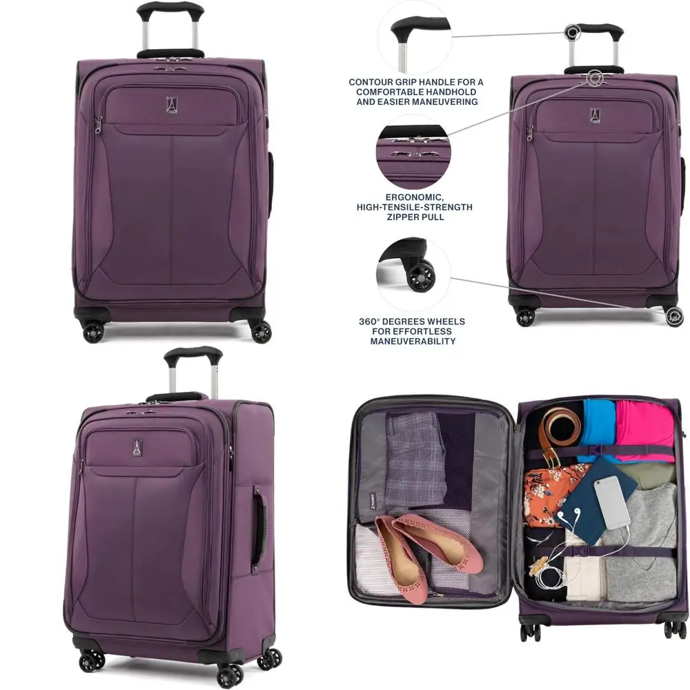 25 inch expandable softside luggage with 4 spinner wheels, lightweight medium suitcase, deep purple
25 inch expandable softside luggage with 4 spinner wheels, lightweight medium suitcase, deep purple