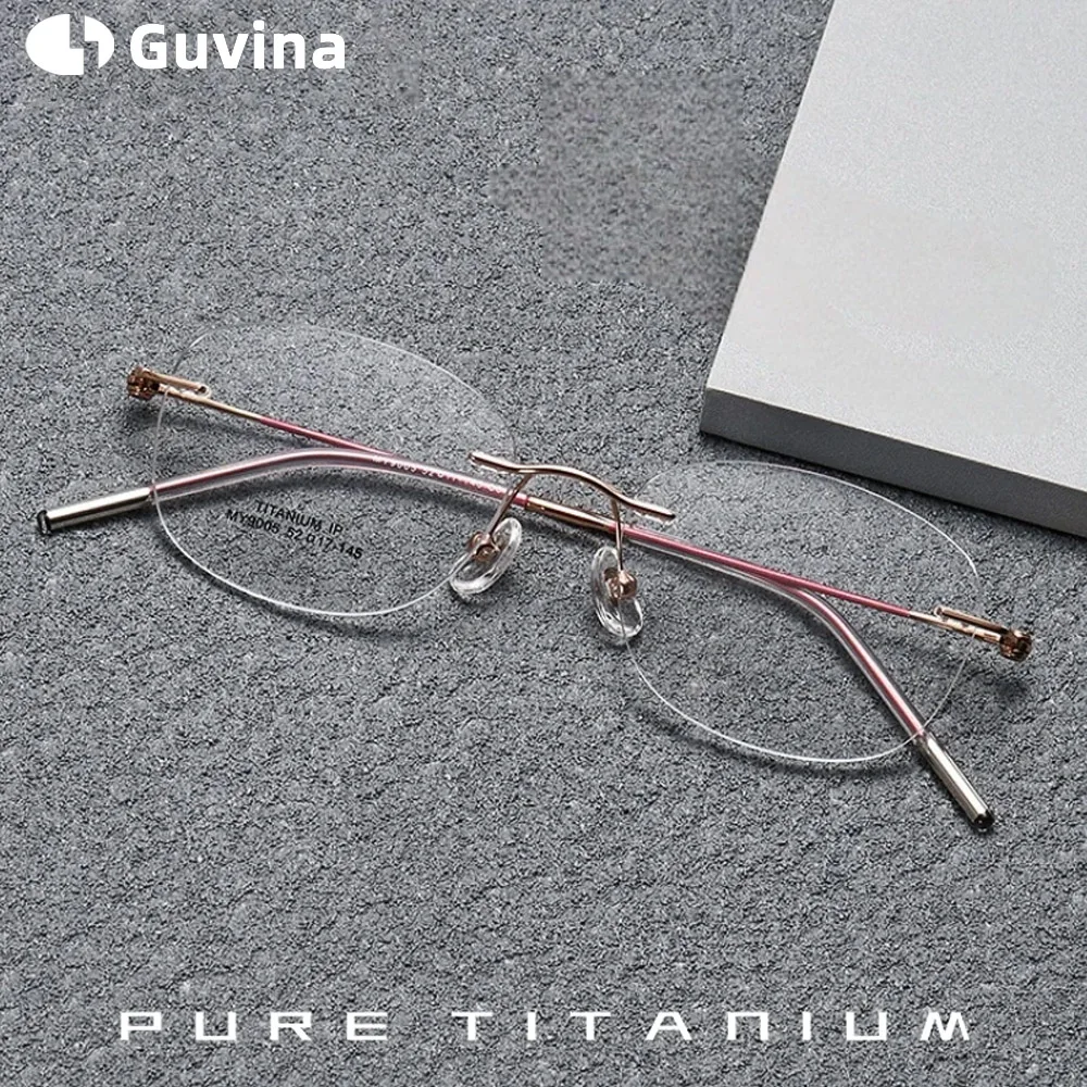 Guvina 2025 новые женские очки без оправы из чистого титана, сверхлегкая гибкая овальная оптическая оправа для очков по рецепту 9005
Guvina 2025 новые женские очки без оправы из чистого титана, сверхлегкая гибкая овальная оптическая оправа для очков по рецепту 9005