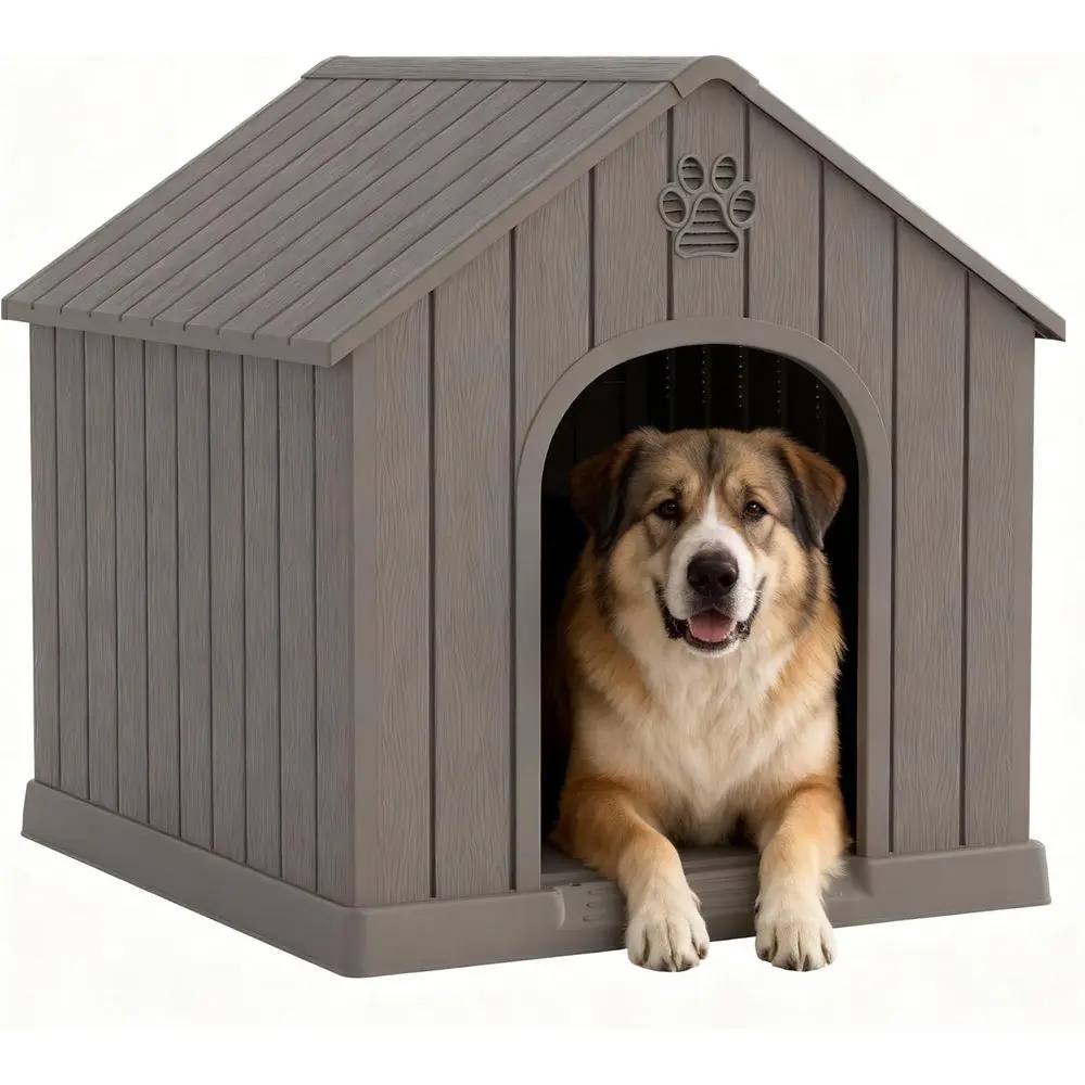 Durable Waterproof Dog House with Air Vents and Elevated Floor for Large Dogs, Grey, 36.2L×38W×38H
Durable Waterproof Dog House with Air Vents and Elevated Floor for Large Dogs, Grey, 36.2L×38W×38H