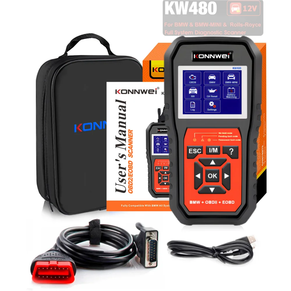 KONNWEI KW480 OBD2 Car Diagnostic Scanner Code Reader OIL TPMS Reset O2 Adapter Full Systems Scanner Auto Tools for BMW Auto
KONNWEI KW480 OBD2 Car Diagnostic Scanner Code Reader OIL TPMS Reset O2 Adapter Full Systems Scanner Auto Tools for BMW Auto