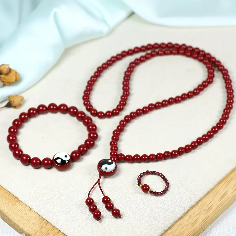 Natural Raw Ore Cinnabar Tai Chi Three-piece Necklace Ring Bracelet
Natural Raw Ore Cinnabar Tai Chi Three-piece Necklace Ring Bracelet