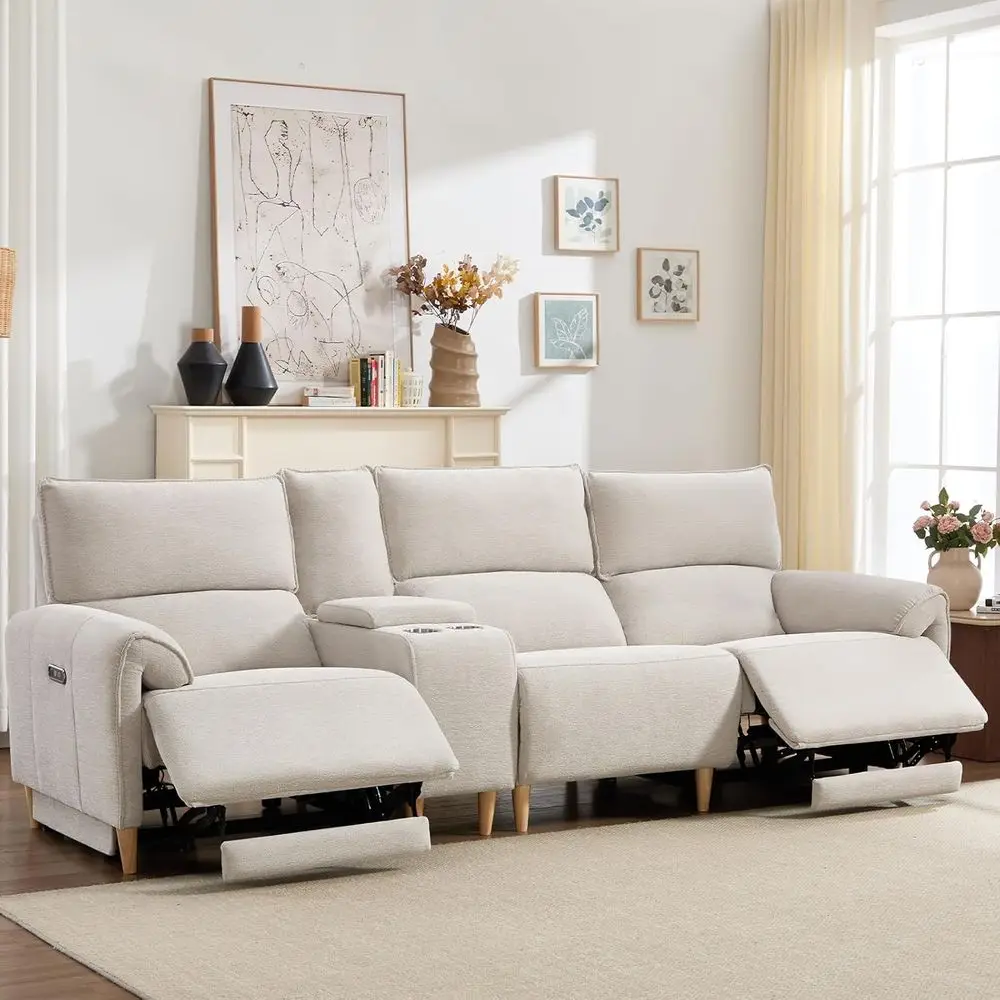 Modern 3-Seater Reclining Sofa with Power Recliners, Storage, Cup Holders, USB & Type-C Ports, Beige
Modern 3-Seater Reclining Sofa with Power Recliners, Storage, Cup Holders, USB & Type-C Ports, Beige