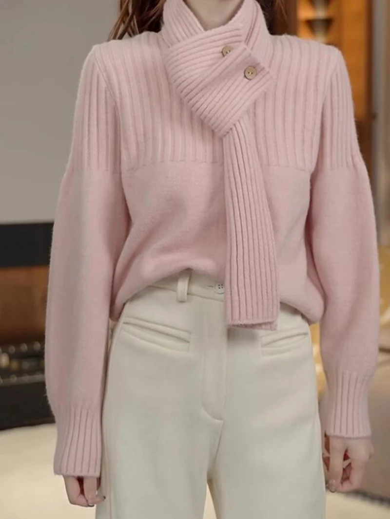 Lazy Style Soft Pink Round Neck Tie Scarf Sweater Women's Spring Autumn New Style Gentle Solid Color Design Knitted Top
Lazy Style Soft Pink Round Neck Tie Scarf Sweater Women's Spring Autumn New Style Gentle Solid Color Design Knitted Top