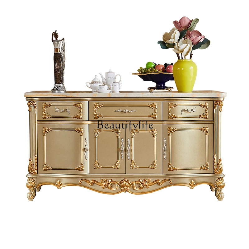 European style marble dining side cabinet bedroom TV high cabinet solid wood storage
European style marble dining side cabinet bedroom TV high cabinet solid wood storage