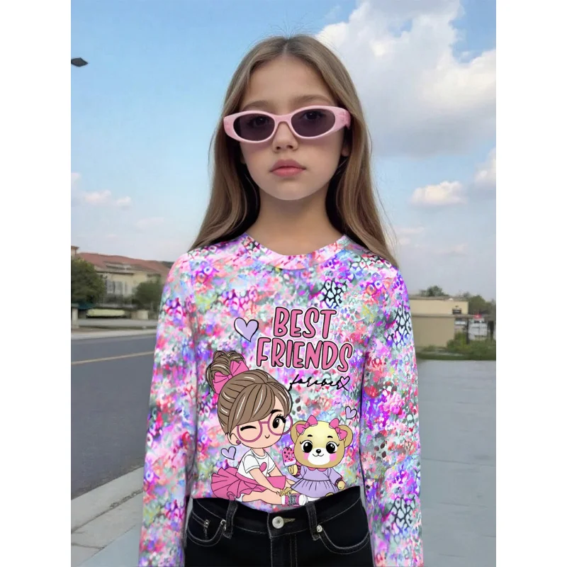 Girls' Colorful Floral Long Sleeve T-Shirt Cartoon Friends Bear Print Cute Playful Top for Kids
Girls' Colorful Floral Long Sleeve T-Shirt Cartoon Friends Bear Print Cute Playful Top for Kids