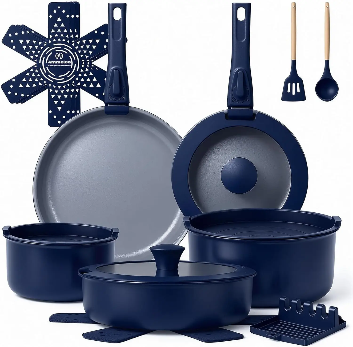 18-Piece Ceramic Pots and Pans Set Non Stick, Non Toxic Cookware with Removable Handles, Induction Ready, Dishwasher & Oven
18-Piece Ceramic Pots and Pans Set Non Stick, Non Toxic Cookware with Removable Handles, Induction Ready, Dishwasher & Oven