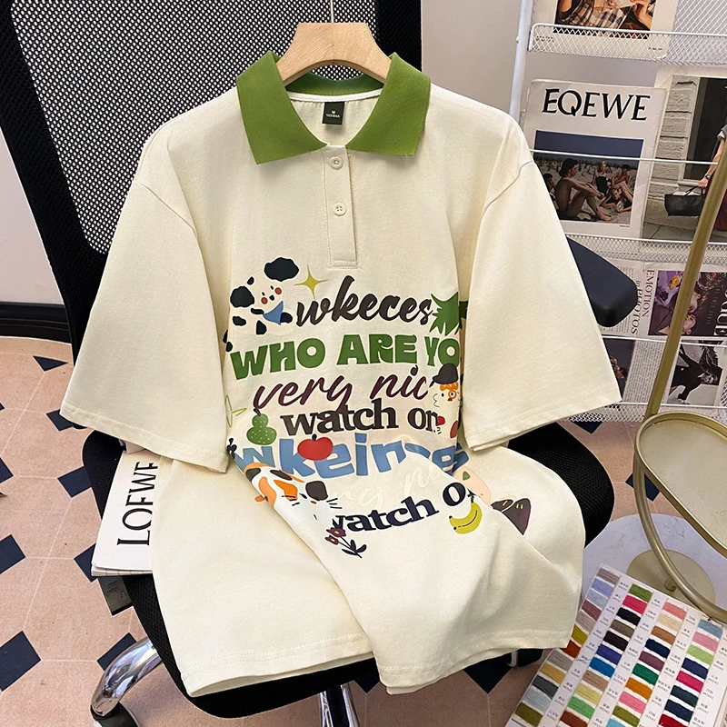 Свободный хлопковый футболка-поло с принтом для молодежи, летняя, повседневная, комфортная, дышащая, модная
Свободный хлопковый футболка-поло с принтом для молодежи, летняя, повседневная, комфортная, дышащая, модная