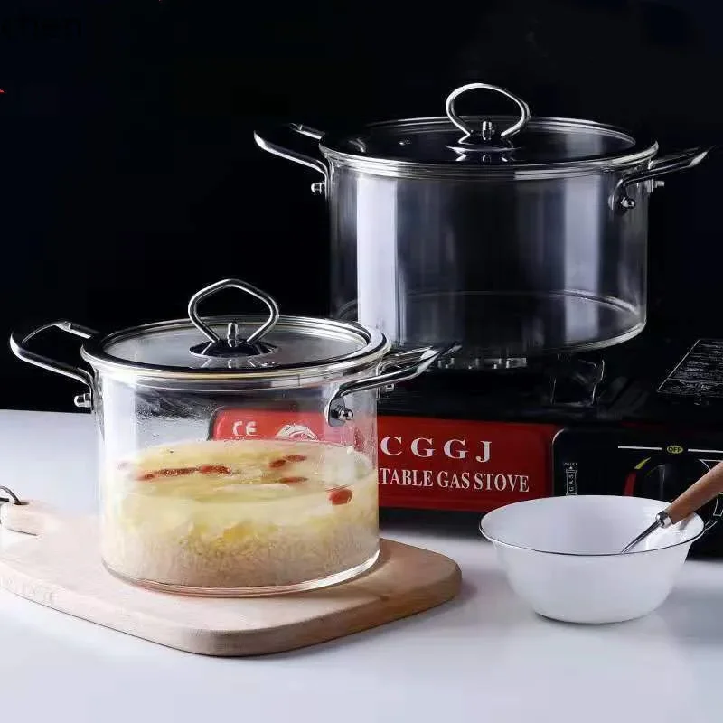 A8 double-handled clear glass stock pot - home kitchen stainless steel handle noodle cooker - high borosilicate glass
A8 double-handled clear glass stock pot - home kitchen stainless steel handle noodle cooker - high borosilicate glass