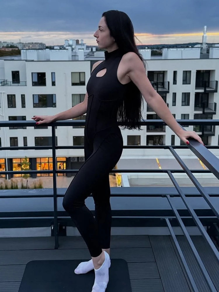 Women's Black Jumpsuits Cut Out Sleeveless One Piece Sports Fitness Yoga Bodysuits Ladies Elegant Slim Party Night Club Overalls
Women's Black Jumpsuits Cut Out Sleeveless One Piece Sports Fitness Yoga Bodysuits Ladies Elegant Slim Party Night Club Overalls