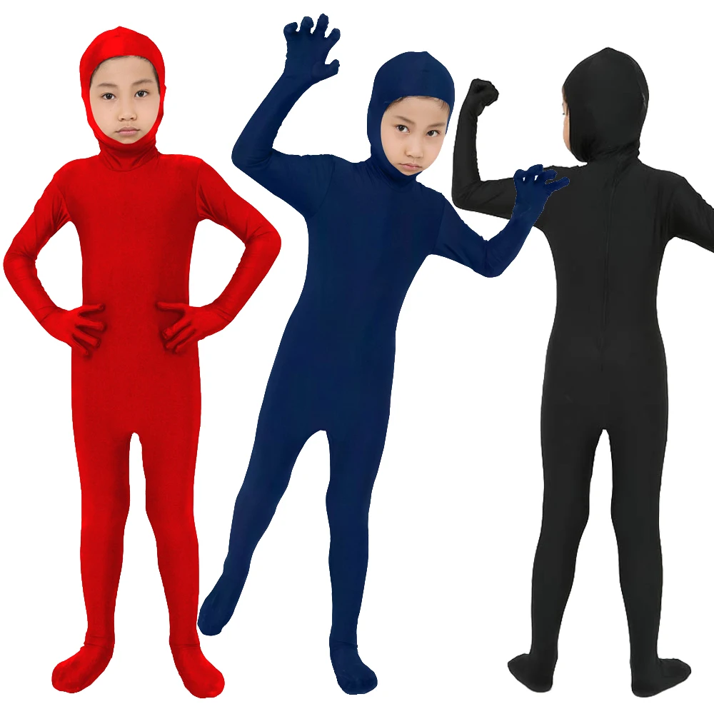 Boys Opaque Full Coverage Zentai With Hood Feet Open Face Full Body Street Dance Costume Stretchy Morphsuit for Halloween Party
Boys Opaque Full Coverage Zentai With Hood Feet Open Face Full Body Street Dance Costume Stretchy Morphsuit for Halloween Party