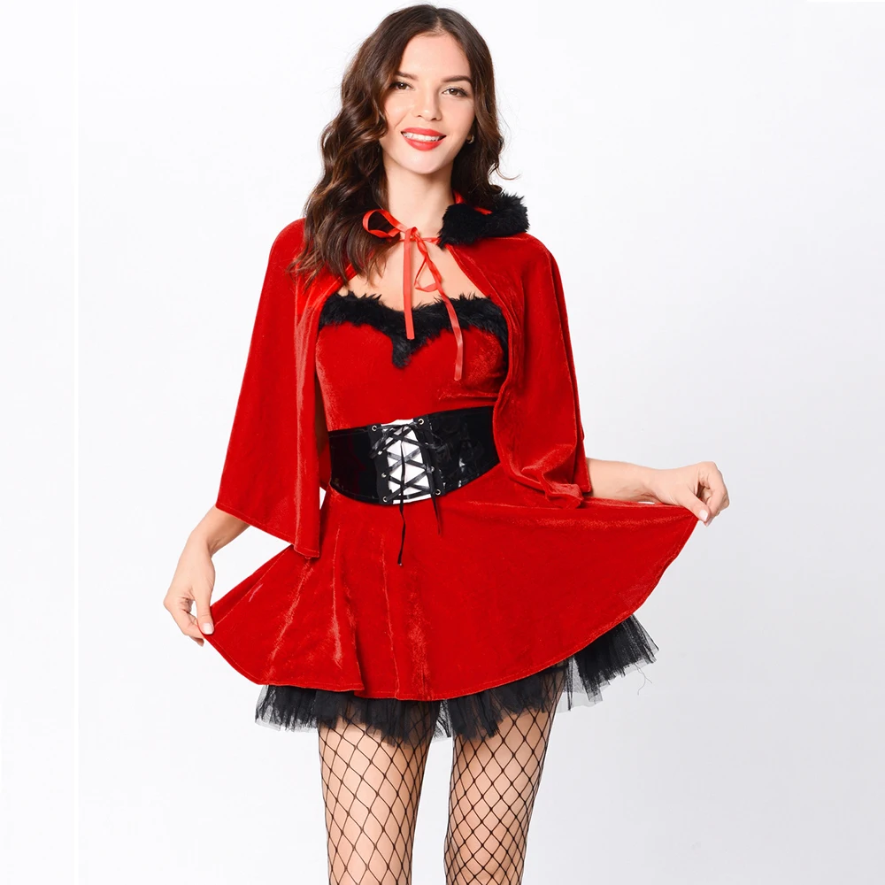 Ladies Christmas Dress Suits Costumes Red Sexy Christmas Dress Cape Cosplay Stage Performance Costumes Clothing Party Supplies
Ladies Christmas Dress Suits Costumes Red Sexy Christmas Dress Cape Cosplay Stage Performance Costumes Clothing Party Supplies
