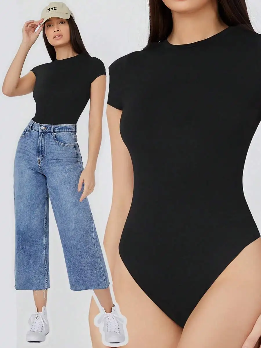 4-Pack Solid Color Knit Crew Neck Short Sleeve Form-Fitting Women's Bodysuits
4-Pack Solid Color Knit Crew Neck Short Sleeve Form-Fitting Women's Bodysuits