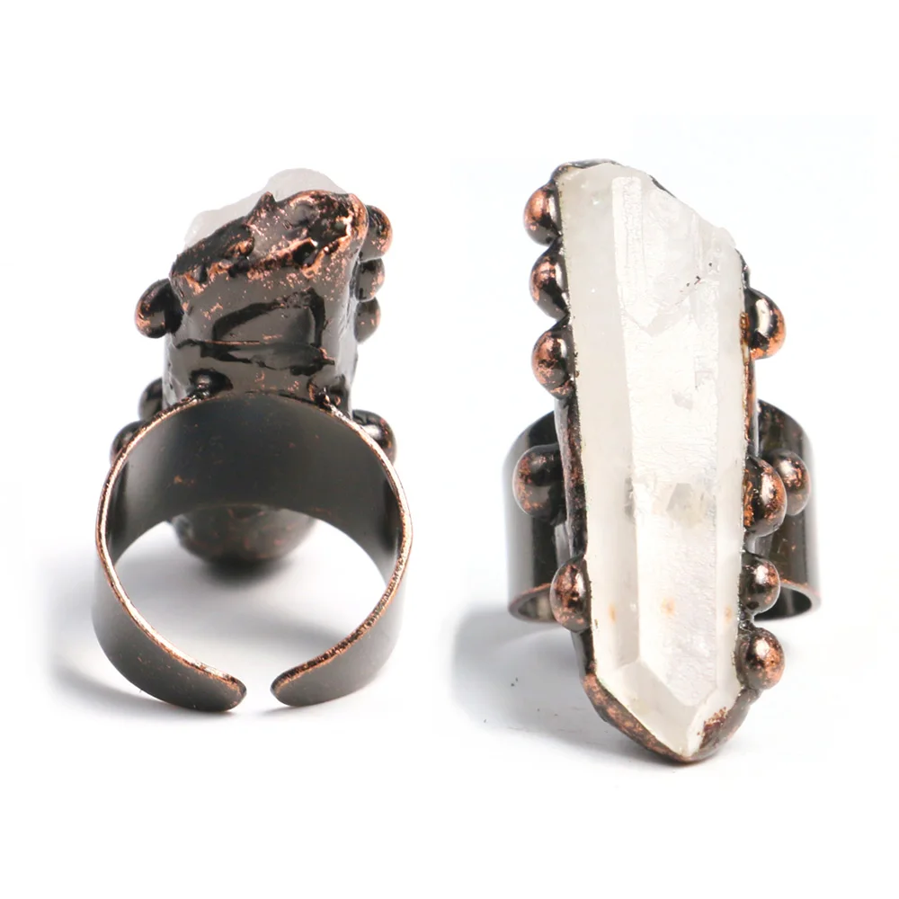 White Quartz Bronze Adjustable Ring Natural White Irregular Crystals Random Vintage Spiritual Gemstones Open Rings for Women Man
White Quartz Bronze Adjustable Ring Natural White Irregular Crystals Random Vintage Spiritual Gemstones Open Rings for Women Man