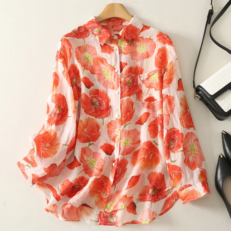 Cotton and Linen Printed Shirt Female Spring and Summer New Fashion Literary Elegant Sweet Vacation Rustic Wind Casual Blouse
Cotton and Linen Printed Shirt Female Spring and Summer New Fashion Literary Elegant Sweet Vacation Rustic Wind Casual Blouse