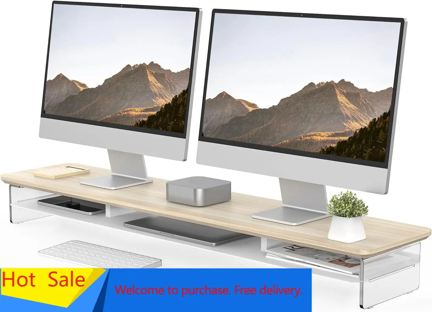 Acrylic Monitor Stand Riser, 42.5 Inches Dual Monitor Stand with Metal Storage, 2 Tier Acrylic Computer Riser for Desk, Clear La
Acrylic Monitor Stand Riser, 42.5 Inches Dual Monitor Stand with Metal Storage, 2 Tier Acrylic Computer Riser for Desk, Clear La