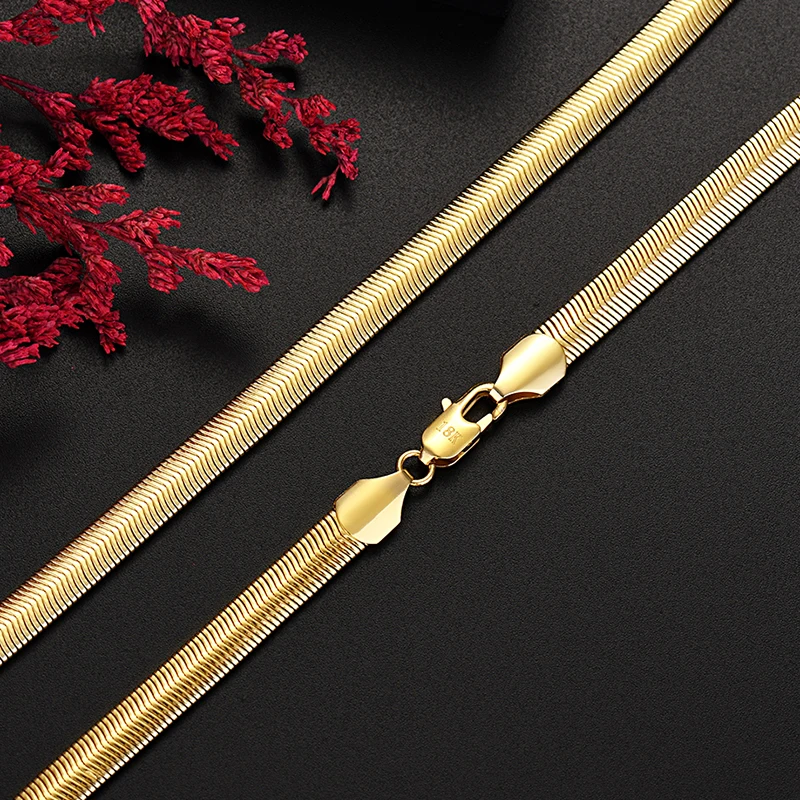 Fashion 925 sterling silver plated 18K gold does not fade 6MM snake bone Necklaces for Men's Women wedding accessories Jewelry
Fashion 925 sterling silver plated 18K gold does not fade 6MM snake bone Necklaces for Men's Women wedding accessories Jewelry