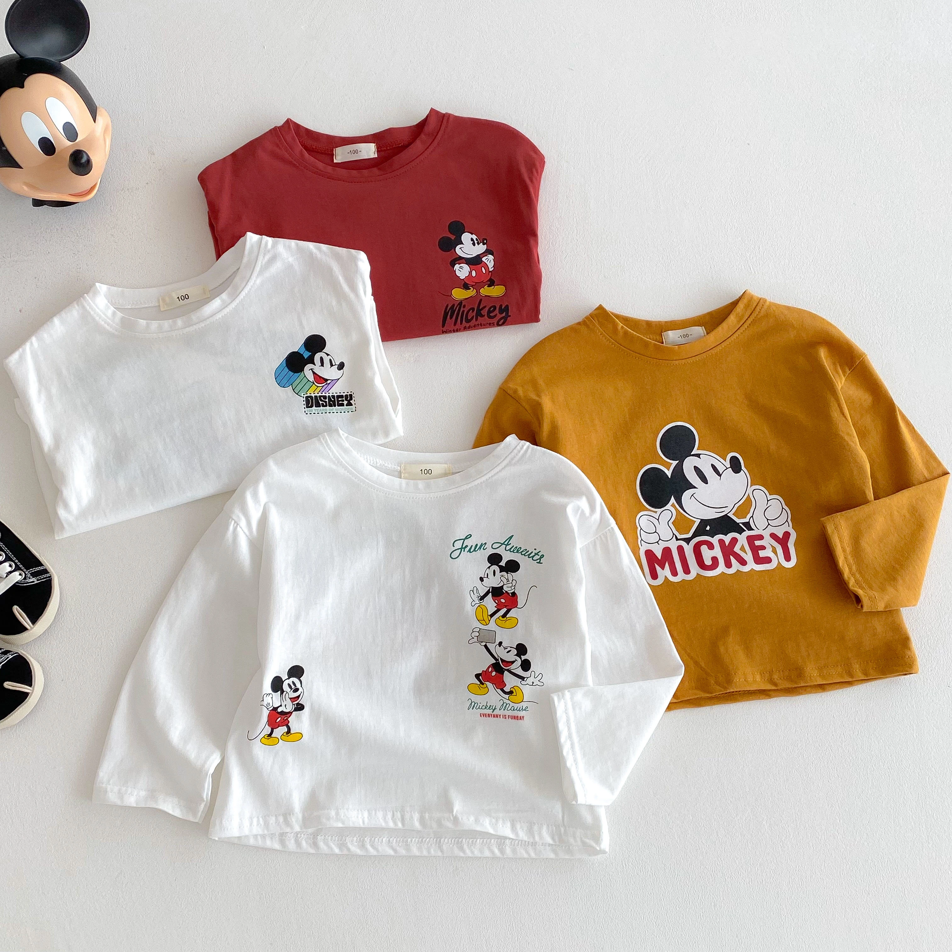 Детские футболки с длинными рукавами с принтом Микки Диснея, топы, осенний популярный дизайн, детская одежда, блузка с круглым вырезом, базовая рубашка
Детские футболки с длинными рукавами с принтом Микки Диснея, топы, осенний популярный дизайн, детская одежда, блузка с круглым вырезом, базовая рубашка