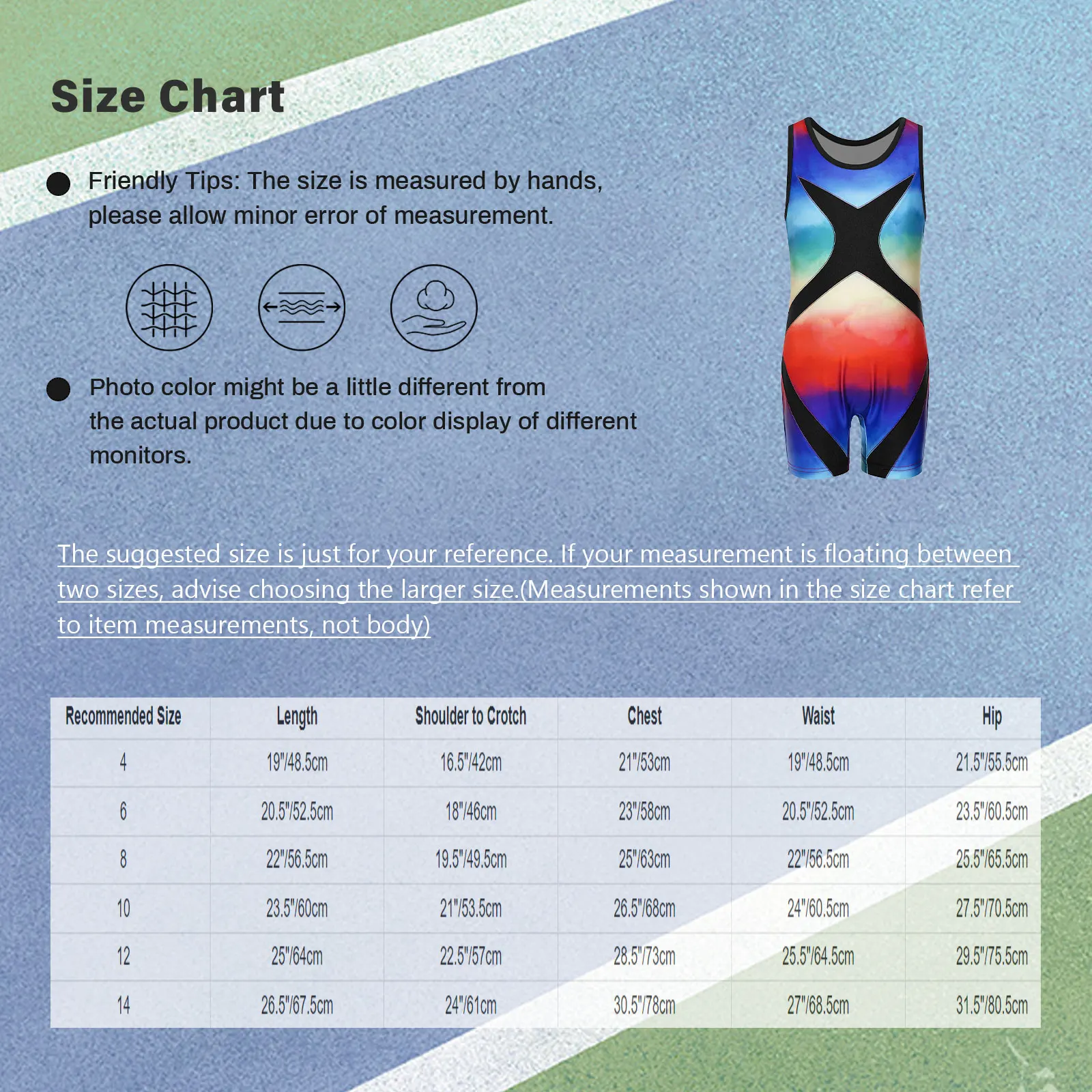 Kids Color Block Wrestling Singlet Sleeveless Patchwork Print Thigh Length Stretchy Quick Dry for Sports Competition Training
Kids Color Block Wrestling Singlet Sleeveless Patchwork Print Thigh Length Stretchy Quick Dry for Sports Competition Training