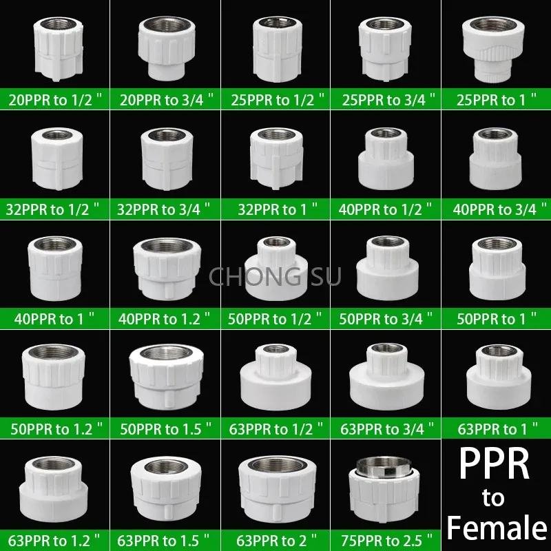 20/25/32/40/50/63/75 PPR Union Straight Connector to Female Thread 1/2"3/4"1"1.2"1.5"2"2.5" Copper Reducing Joint Pipe Fitting
20/25/32/40/50/63/75 PPR Union Straight Connector to Female Thread 1/2"3/4"1"1.2"1.5"2"2.5" Copper Reducing Joint Pipe Fitting
