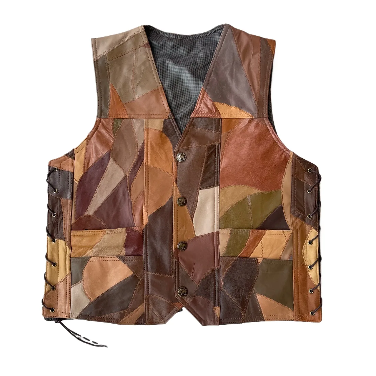 Men's Fashion Patched Leather Biker Waistcoat High Street Drawstring Motorcycle Rider Vests Leather Patchwork Sleeveless Jacket
Men's Fashion Patched Leather Biker Waistcoat High Street Drawstring Motorcycle Rider Vests Leather Patchwork Sleeveless Jacket