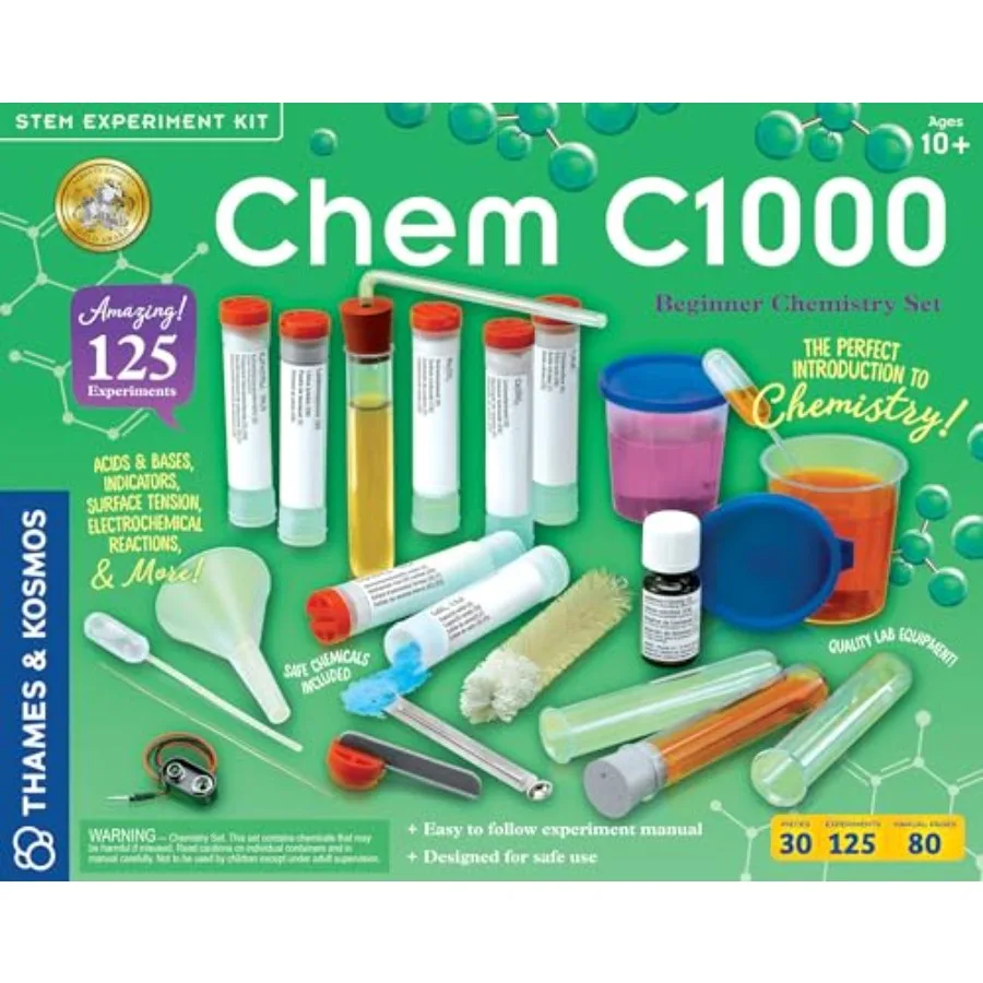 STEM science kit for ages 10+: beginner chemistry set with 125 experiments, 80-page full-color lab manual, real lab equipment,
STEM science kit for ages 10+: beginner chemistry set with 125 experiments, 80-page full-color lab manual, real lab equipment,