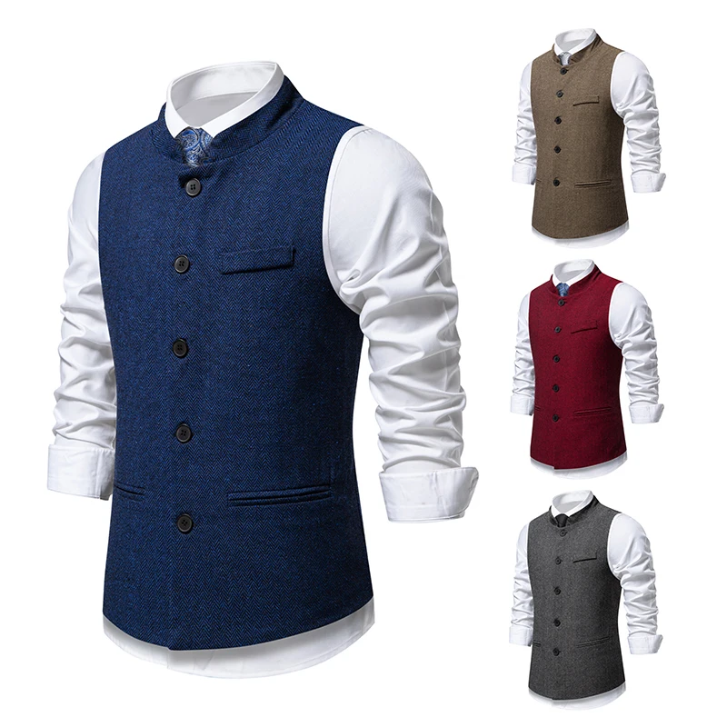 High Quality Men Suit Vest Waistcoat Business Casual Slim Stand Collar Men's Dress Blazer Vests Dress Formal Party Vests V09
High Quality Men Suit Vest Waistcoat Business Casual Slim Stand Collar Men's Dress Blazer Vests Dress Formal Party Vests V09