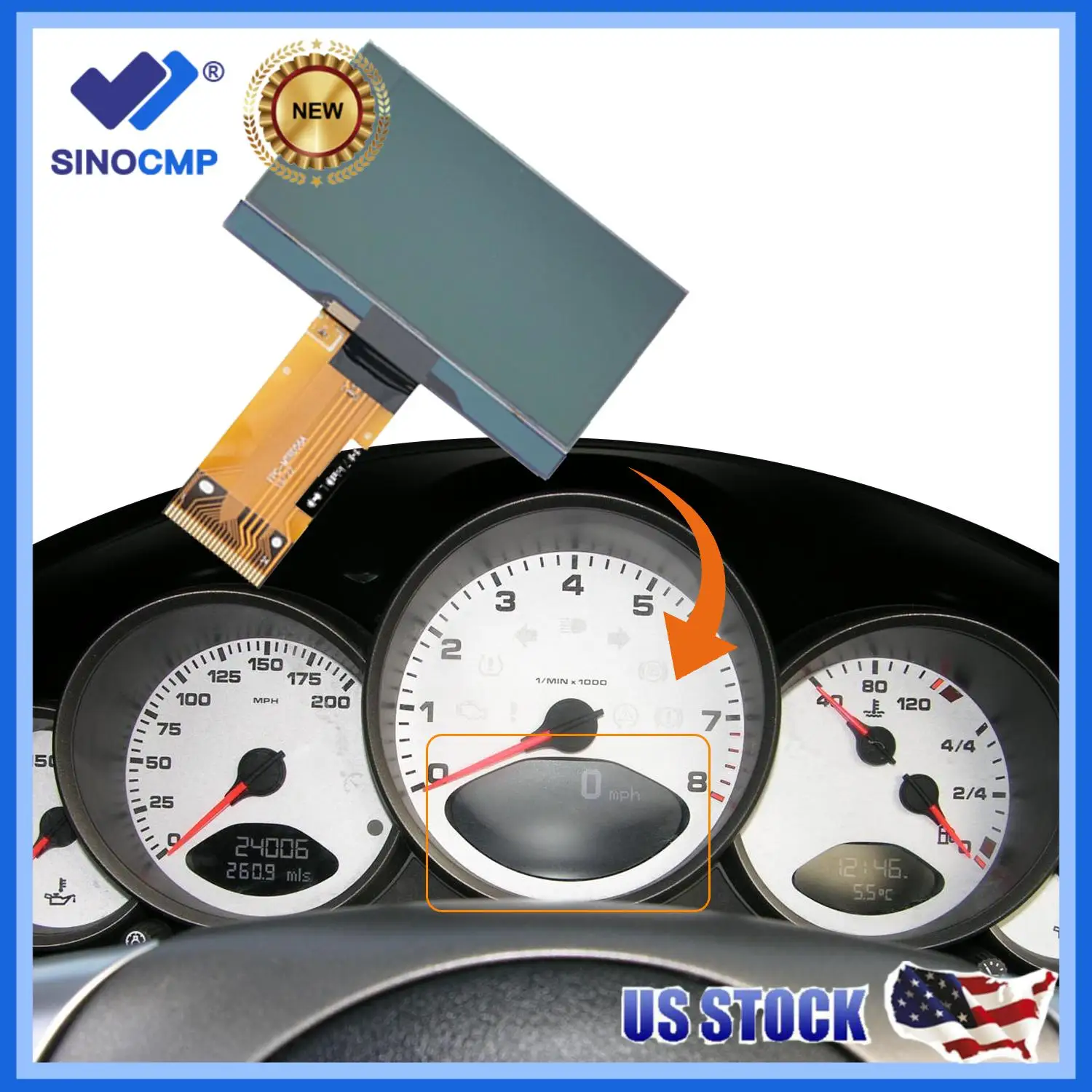 SINOCMP Speedometer Dashboard LCD Display For Porsche 911 997 Carrera GT2 GT3 Turbo Targa 2005-2012 Car Interior Parts
SINOCMP Speedometer Dashboard LCD Display For Porsche 911 997 Carrera GT2 GT3 Turbo Targa 2005-2012 Car Interior Parts