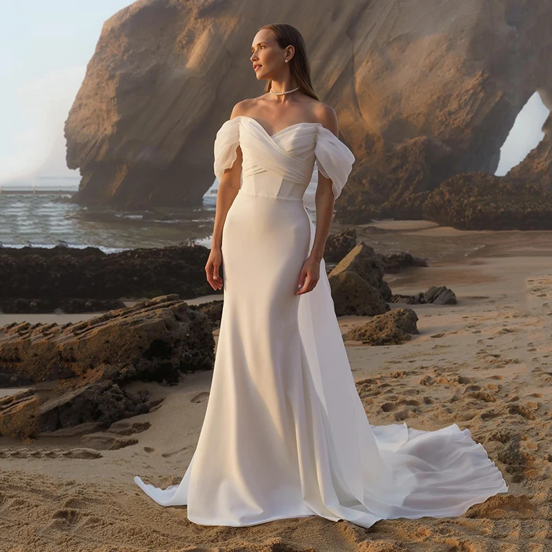 Eightree Elegant Mermaid Wedding Dress Off the Shoulder Sweep Train Bridal Dress Formal Boho Evening Wedding Gowns Custom Size
Eightree Elegant Mermaid Wedding Dress Off the Shoulder Sweep Train Bridal Dress Formal Boho Evening Wedding Gowns Custom Size