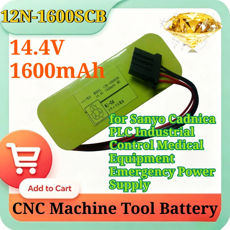 New 12N-1600SCB Replacement Battery 14.4V 1600mAh Ni-Cd Battery Pack for Sanyo Cadnica PLC Industrial Control Medical with Plug
New 12N-1600SCB Replacement Battery 14.4V 1600mAh Ni-Cd Battery Pack for Sanyo Cadnica PLC Industrial Control Medical with Plug