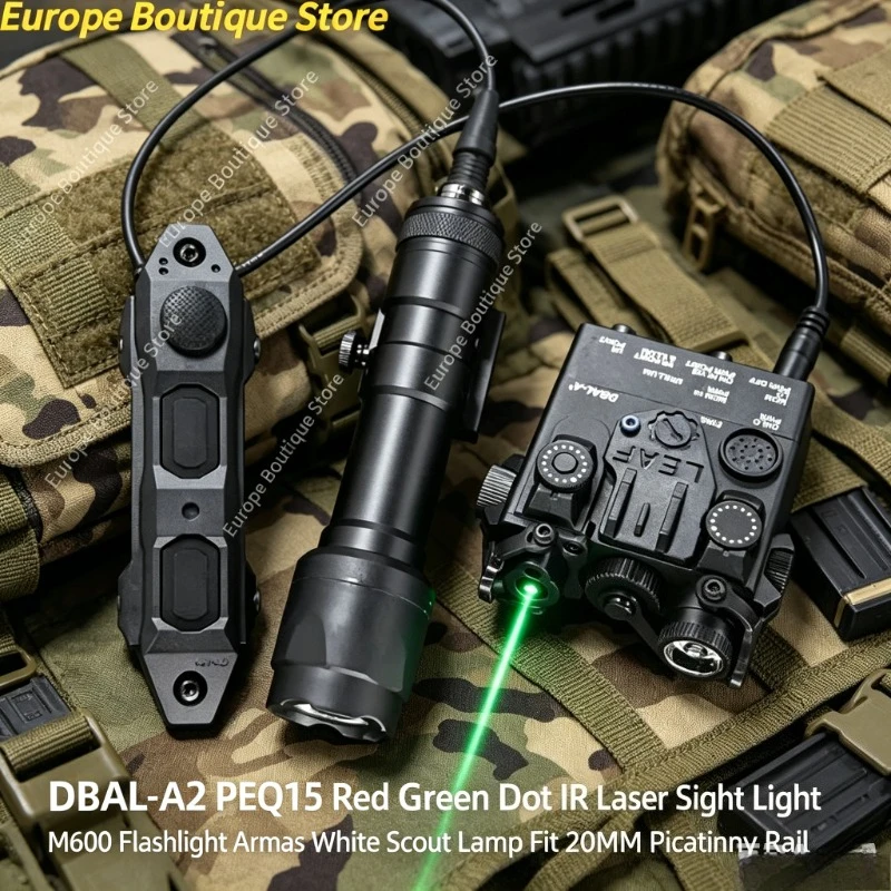 M600 Flashlight White Scout Lamp DBAL-A2 PEQ15 Red Green Laser Sight IR Light Fit 20MM Picatinny Rail for Hunting Model Gear
M600 Flashlight White Scout Lamp DBAL-A2 PEQ15 Red Green Laser Sight IR Light Fit 20MM Picatinny Rail for Hunting Model Gear