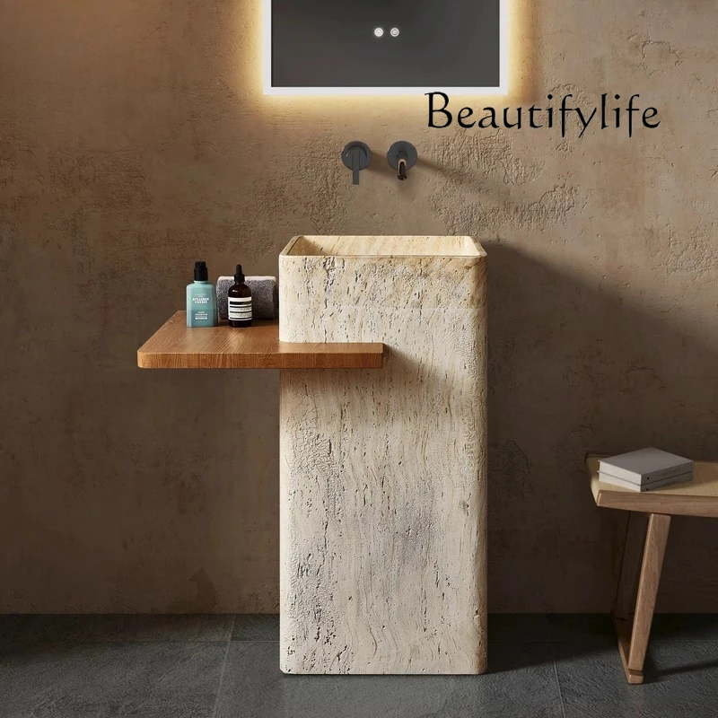 Medieval style marble travertine beige beige floor-to-ceiling hand wash basin column basin wash table
Medieval style marble travertine beige beige floor-to-ceiling hand wash basin column basin wash table