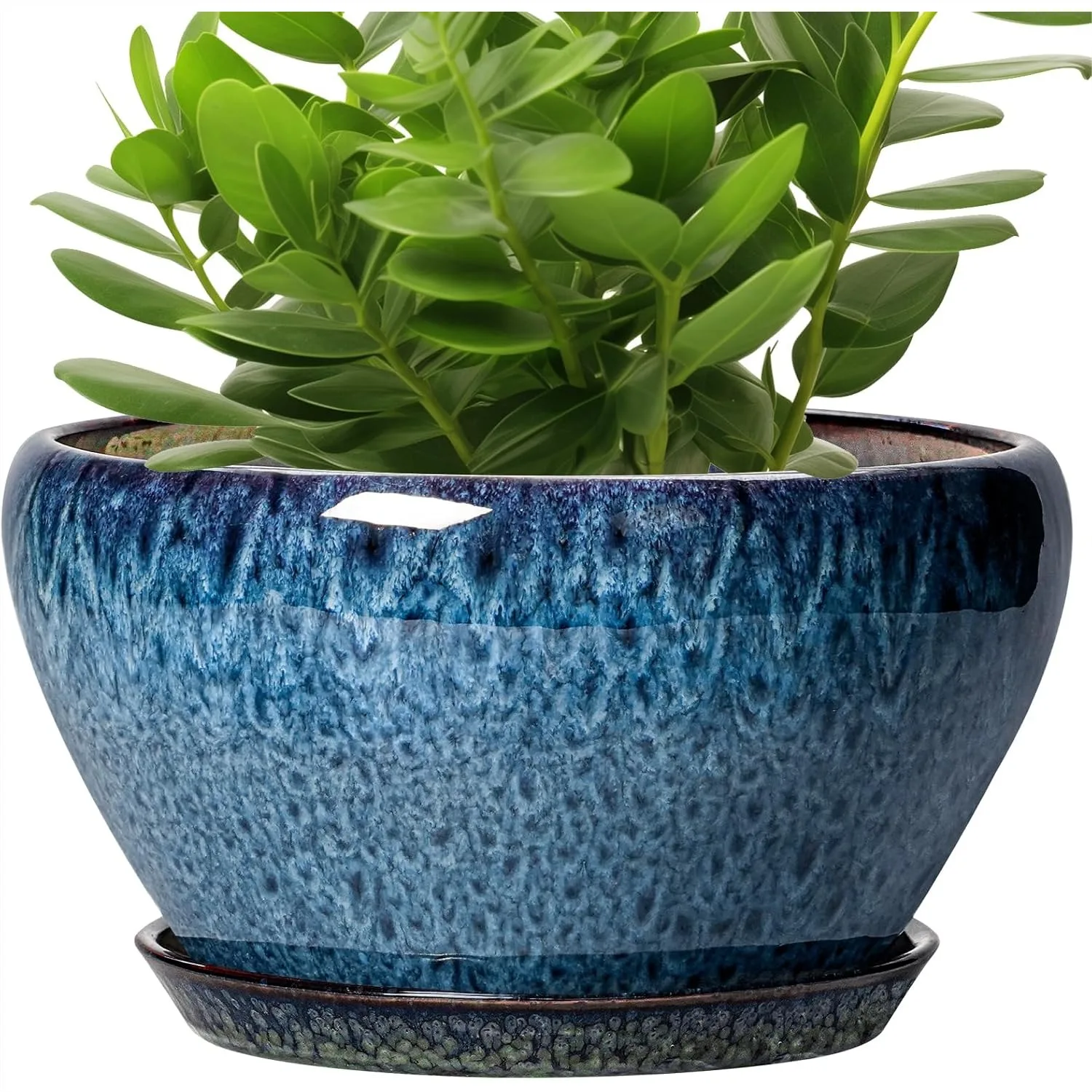 Ceramic Planter 11 Inch - Plant Pots with Drainage Hole and Saucer, Large Indoor Outdoor Flower Pot, Blue Decorative Round
Ceramic Planter 11 Inch - Plant Pots with Drainage Hole and Saucer, Large Indoor Outdoor Flower Pot, Blue Decorative Round