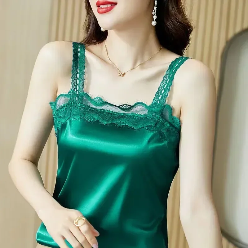 Sleeveless Black With Tops Camisole Vest Shirt Interior Loose Top Imitation Crop Lace Backing Tanks Women's Silk Sexy Suit Sling
Sleeveless Black With Tops Camisole Vest Shirt Interior Loose Top Imitation Crop Lace Backing Tanks Women's Silk Sexy Suit Sling
