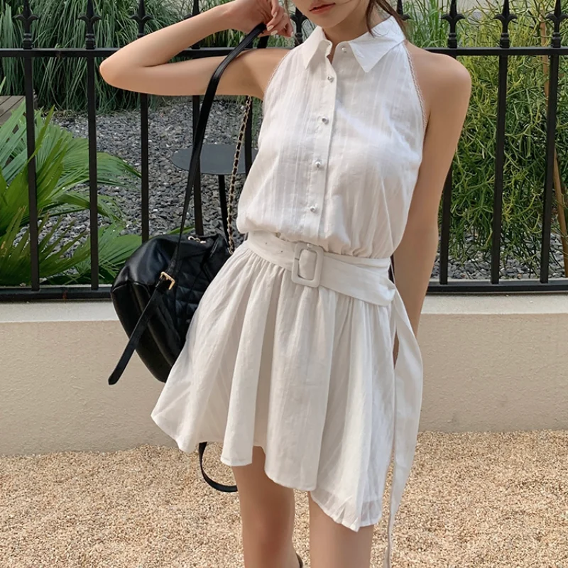 2024 Summer New Fashion Lapel Sleeveless Tank Dress Women Wrap Waist A-line Mini Dresses Ladies Casual White Shirt Dresses
2024 Summer New Fashion Lapel Sleeveless Tank Dress Women Wrap Waist A-line Mini Dresses Ladies Casual White Shirt Dresses