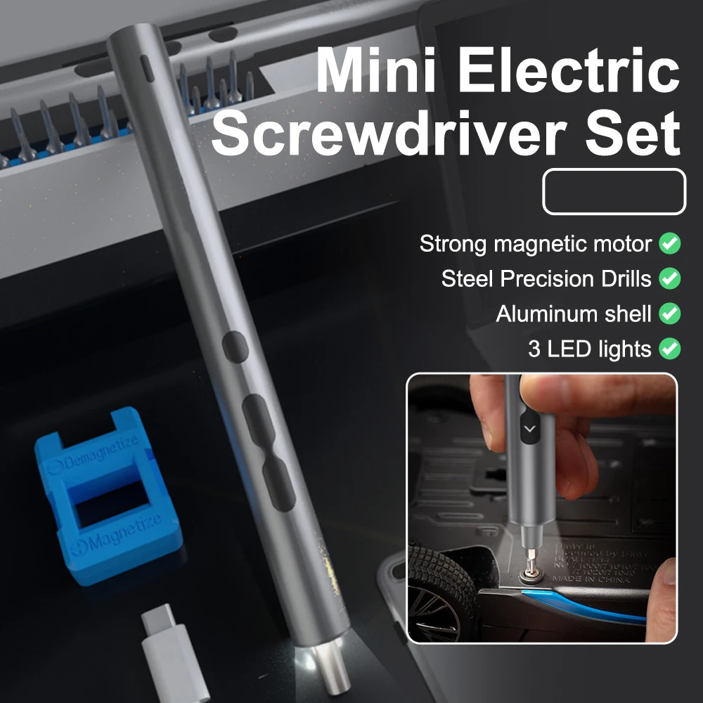 28 in1 DC3.7V Electric Screwdriver 24 Pcs S2 Alloy Steel Bit Screwdrivers Type-C Fast Charging Screwdriver Set Repair Power Tool
28 in1 DC3.7V Electric Screwdriver 24 Pcs S2 Alloy Steel Bit Screwdrivers Type-C Fast Charging Screwdriver Set Repair Power Tool