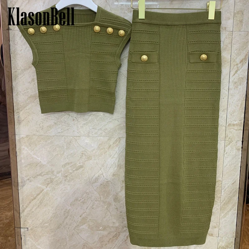 4.22 KlasonBell New Arrival Gold Button Design 2 Piece Knit Set Sleeveless Short Tank Top + Elastic Waist Skirt Women
4.22 KlasonBell New Arrival Gold Button Design 2 Piece Knit Set Sleeveless Short Tank Top + Elastic Waist Skirt Women