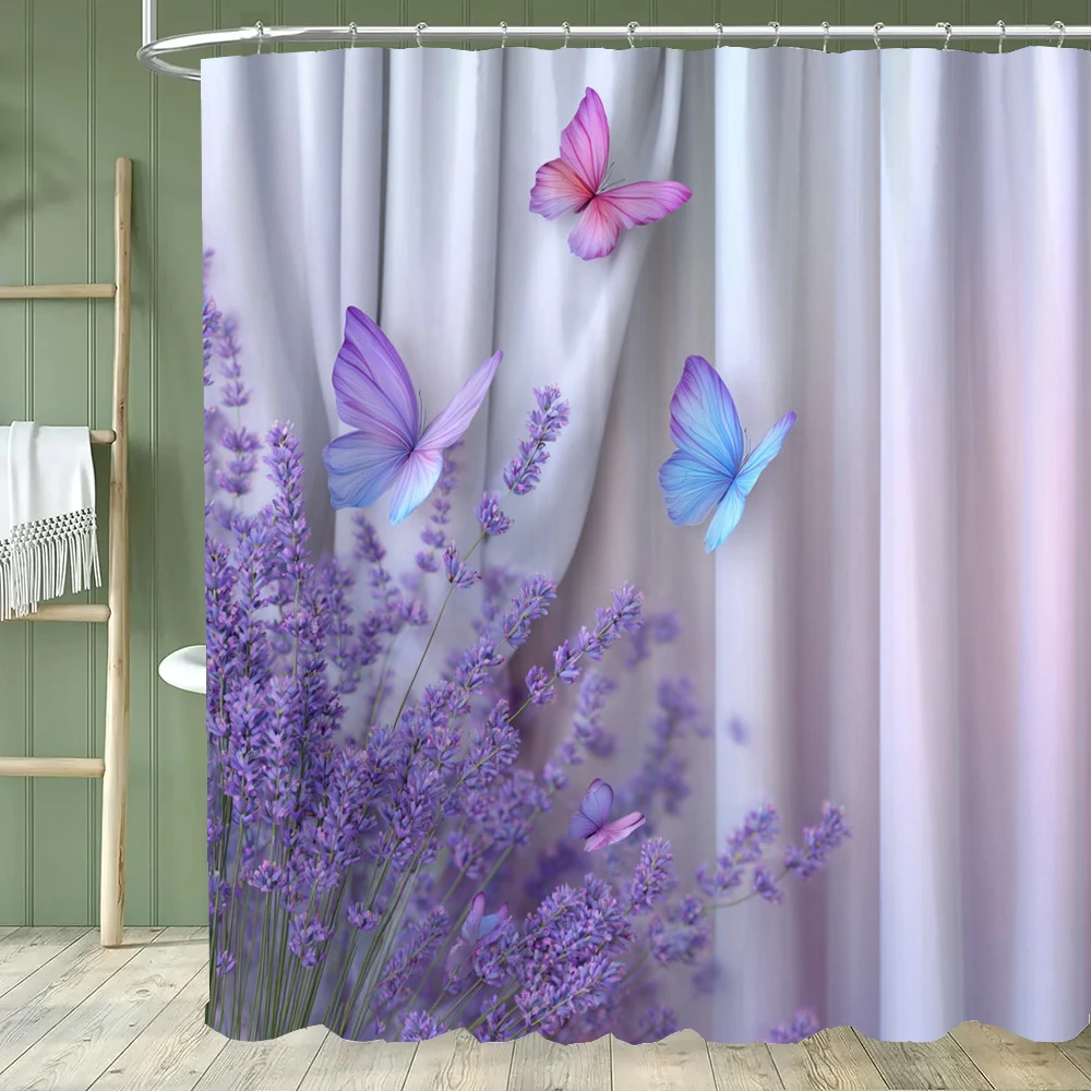 Фиолетовая лавандовая занавеска для душа с узором бабочки, декоративная занавеска для душа с цветами для ванной комнаты, полиэстеровая занавеска с принтом и крючками
Фиолетовая лавандовая занавеска для душа с узором бабочки, декоративная занавеска для душа с цветами для ванной комнаты, полиэстеровая занавеска с принтом и крючками
